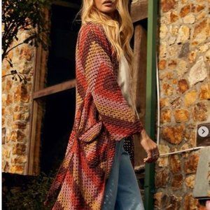 BNWT Chasing Unicorns Magic Carpet Ride - Crochet Sweater Coat Jacket Kimono OS